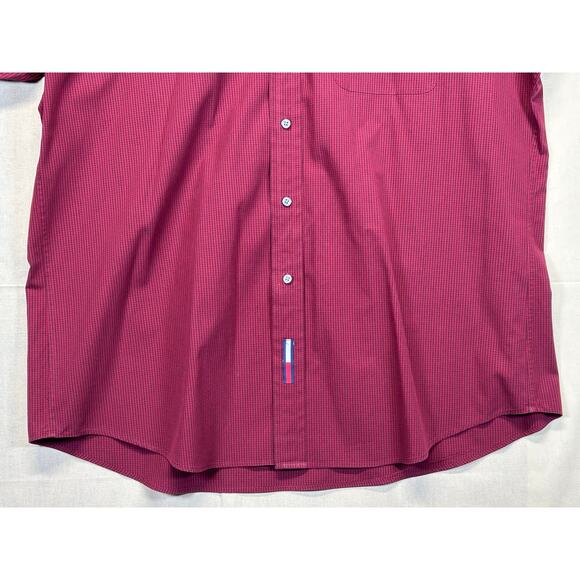 Tommy Hilfiger Tailored in Hong Kong Red Check Button Down Shirt Size 16 34/35 - Picture 10 of 12